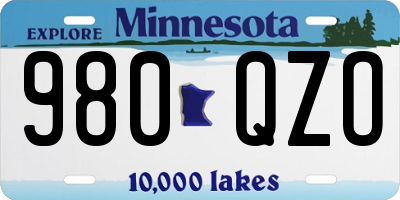 MN license plate 980QZO