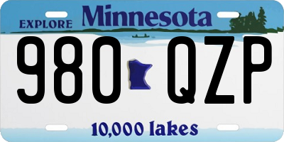 MN license plate 980QZP