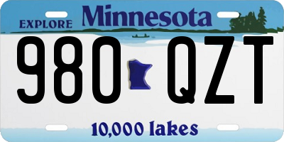MN license plate 980QZT