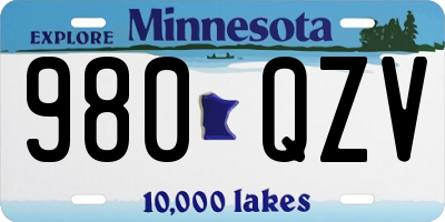 MN license plate 980QZV