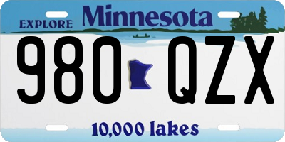 MN license plate 980QZX