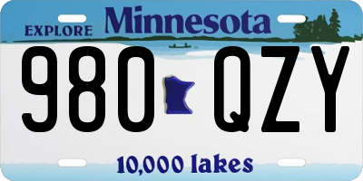 MN license plate 980QZY