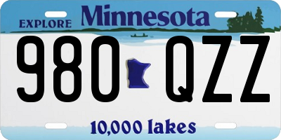 MN license plate 980QZZ