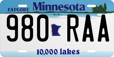 MN license plate 980RAA