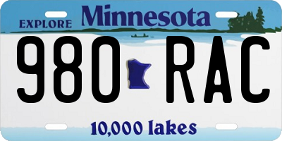 MN license plate 980RAC