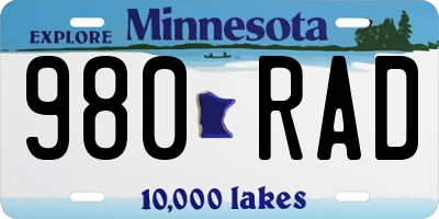 MN license plate 980RAD