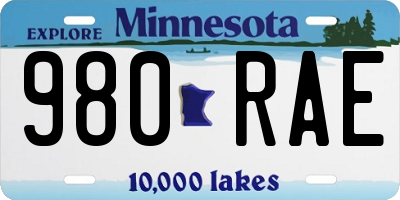 MN license plate 980RAE