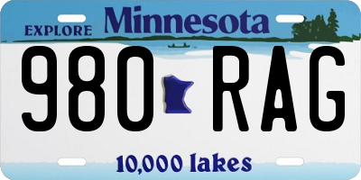 MN license plate 980RAG