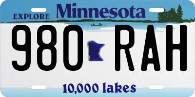 MN license plate 980RAH