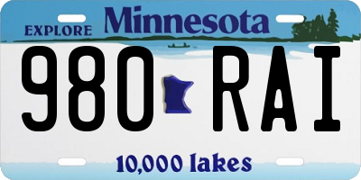 MN license plate 980RAI