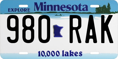 MN license plate 980RAK