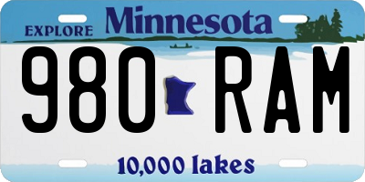 MN license plate 980RAM