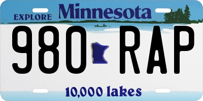 MN license plate 980RAP