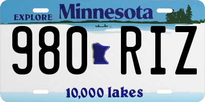 MN license plate 980RIZ