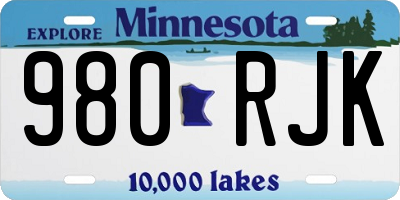 MN license plate 980RJK