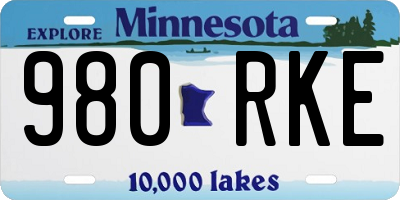 MN license plate 980RKE