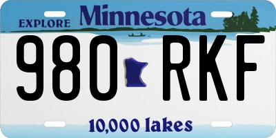 MN license plate 980RKF