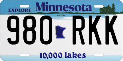 MN license plate 980RKK