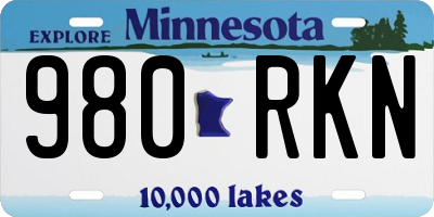 MN license plate 980RKN