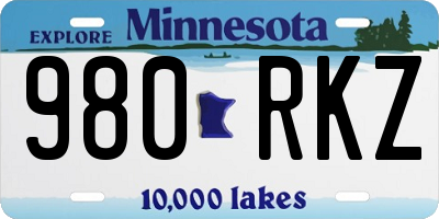 MN license plate 980RKZ