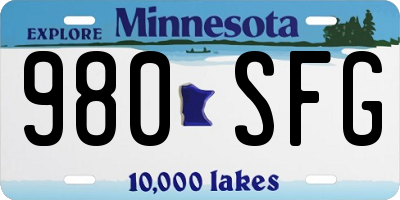 MN license plate 980SFG