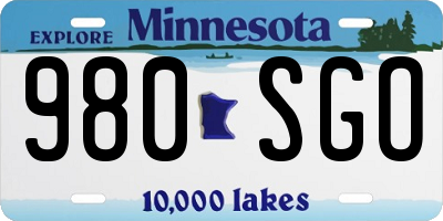 MN license plate 980SGO