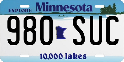 MN license plate 980SUC