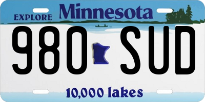 MN license plate 980SUD