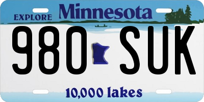 MN license plate 980SUK