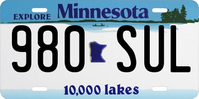 MN license plate 980SUL