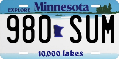 MN license plate 980SUM