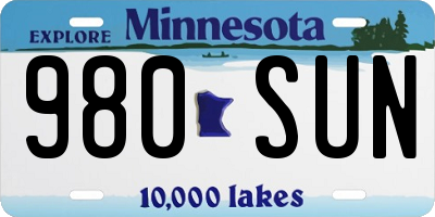MN license plate 980SUN