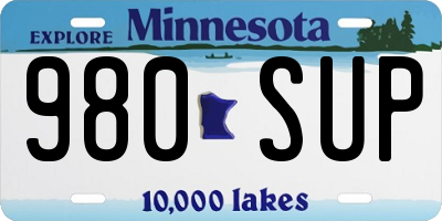 MN license plate 980SUP