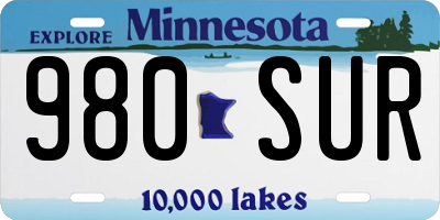 MN license plate 980SUR