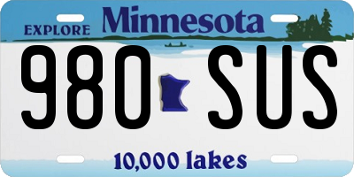 MN license plate 980SUS