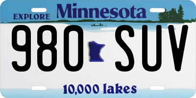 MN license plate 980SUV