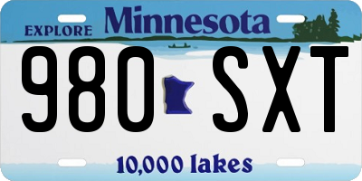 MN license plate 980SXT