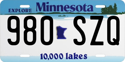 MN license plate 980SZQ