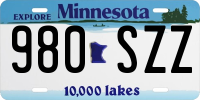 MN license plate 980SZZ