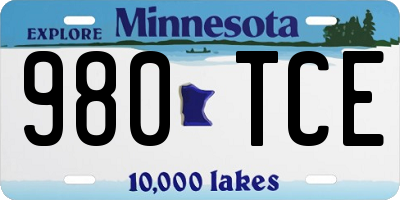 MN license plate 980TCE