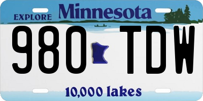 MN license plate 980TDW