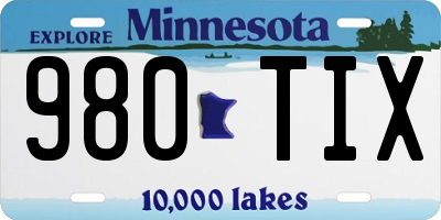 MN license plate 980TIX