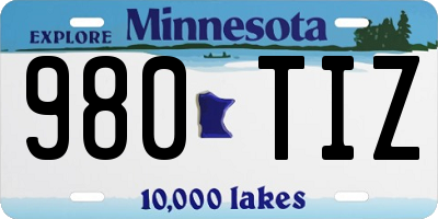 MN license plate 980TIZ