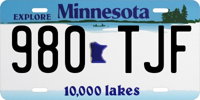 MN license plate 980TJF