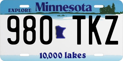MN license plate 980TKZ