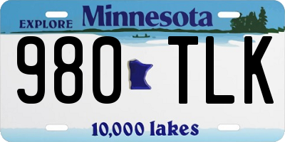 MN license plate 980TLK
