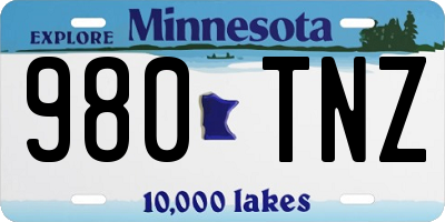 MN license plate 980TNZ