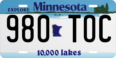 MN license plate 980TOC