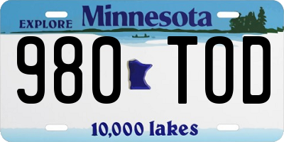 MN license plate 980TOD