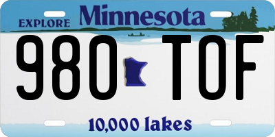 MN license plate 980TOF
